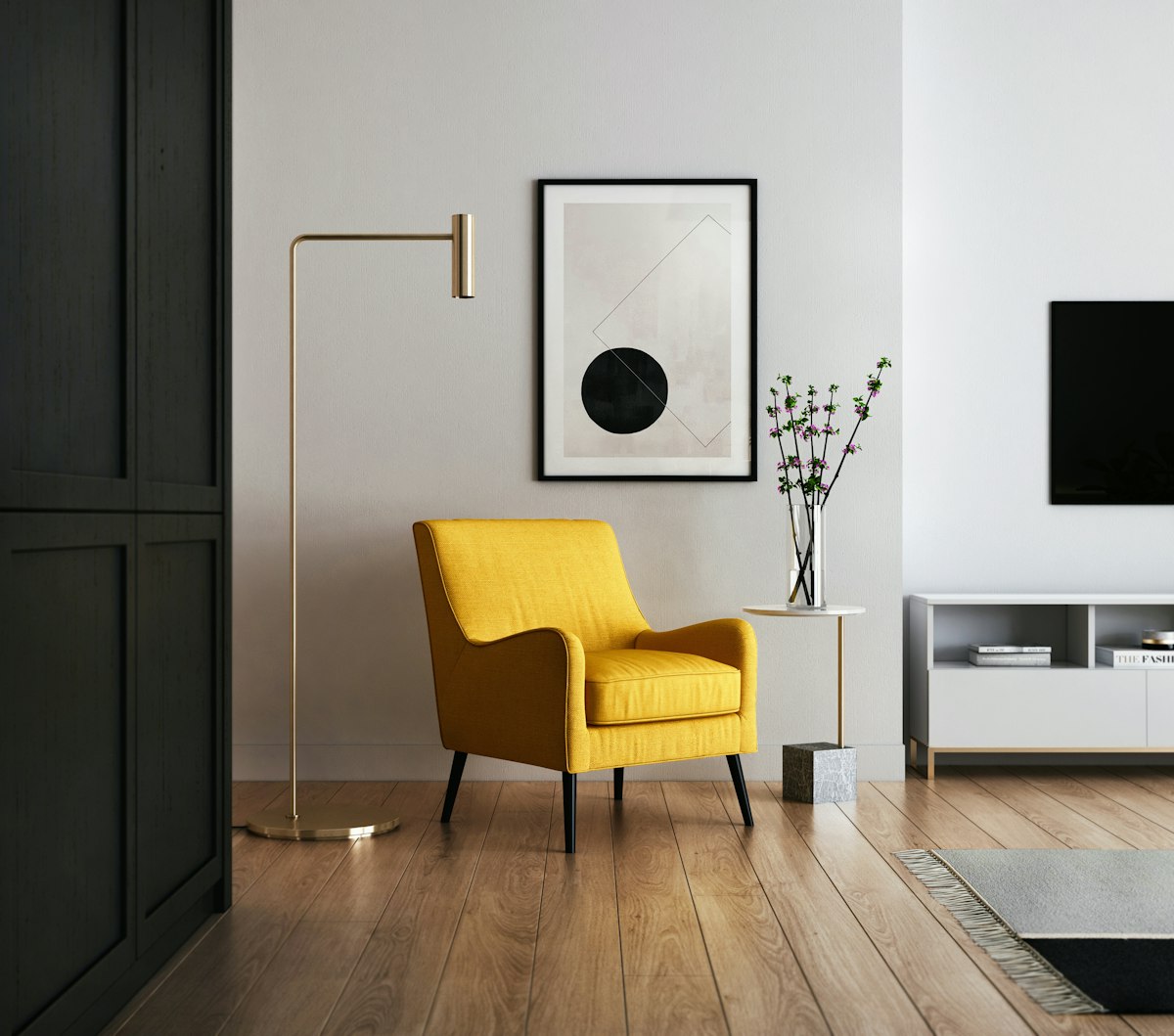 Minimalist interior with clean lines and natural light