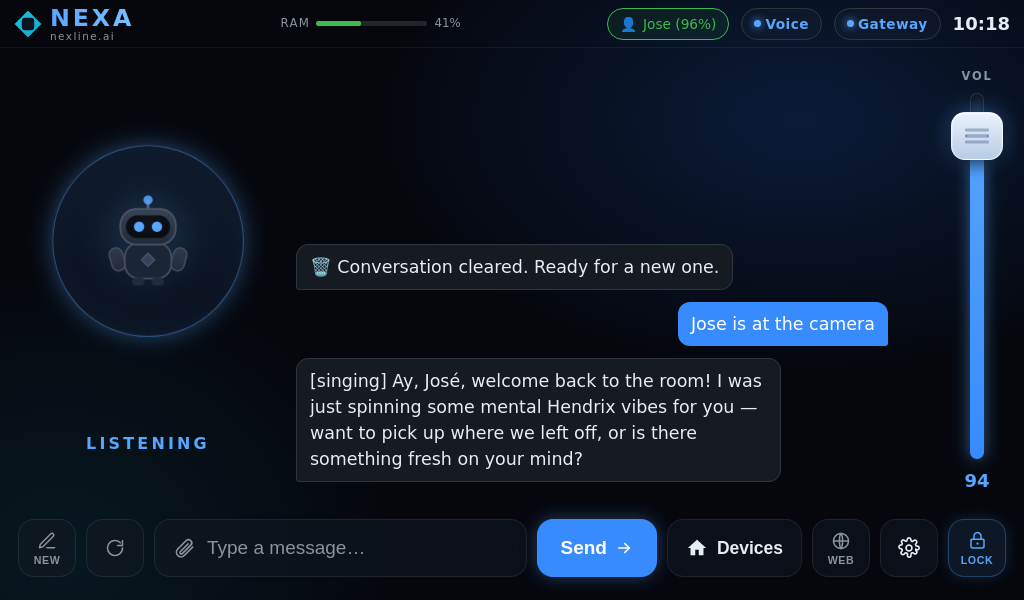 NexA chat and voice dashboard